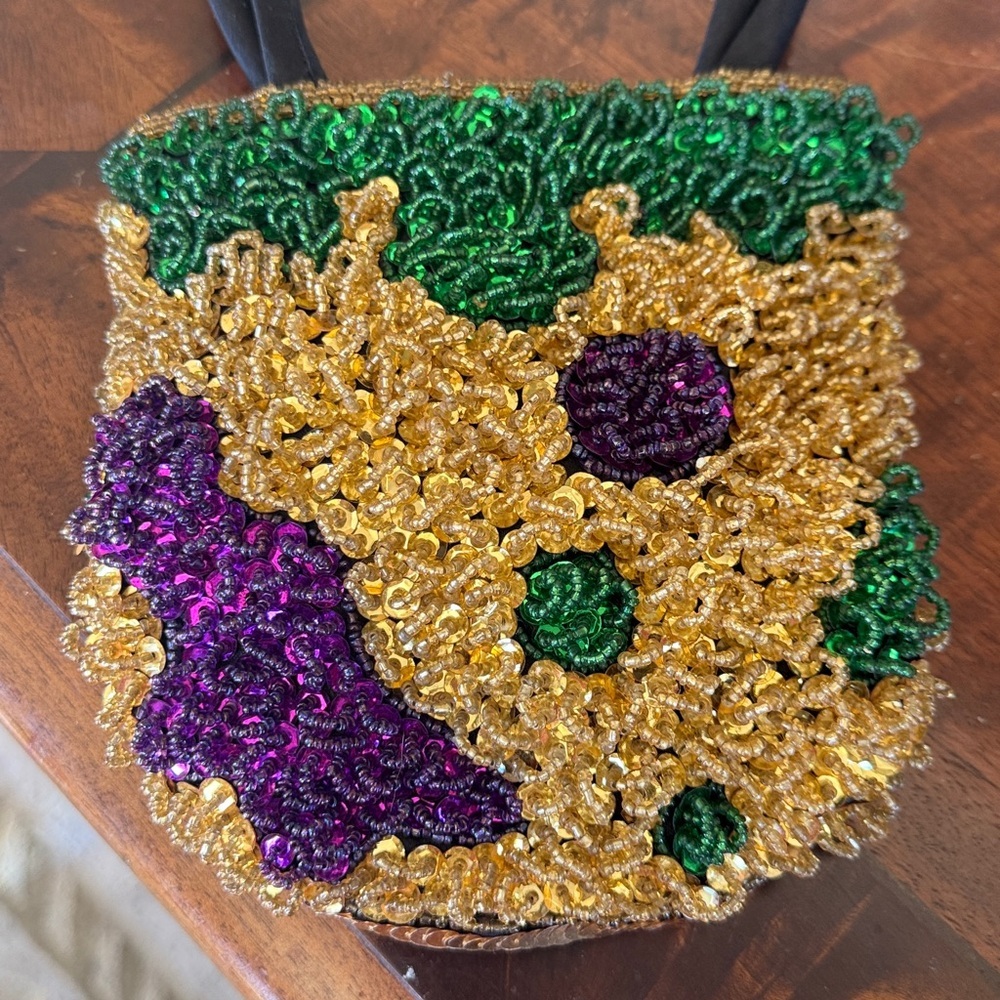 MARDI GRAS ladies beaded vintage small bag very good condition - Picture 3 of 12